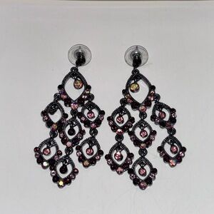 F.A.I.T.H. Stunning Black and Pink Chandelier Earrings